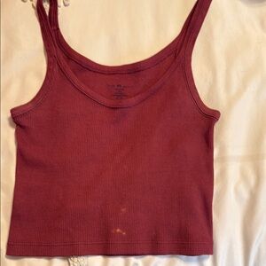Women's Ribbed Tank Top - Burgundy